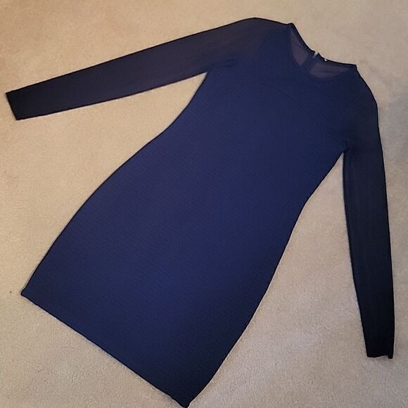 Reiss mesh sleeve Rita dress Indigo blue - Picture 8 of 15